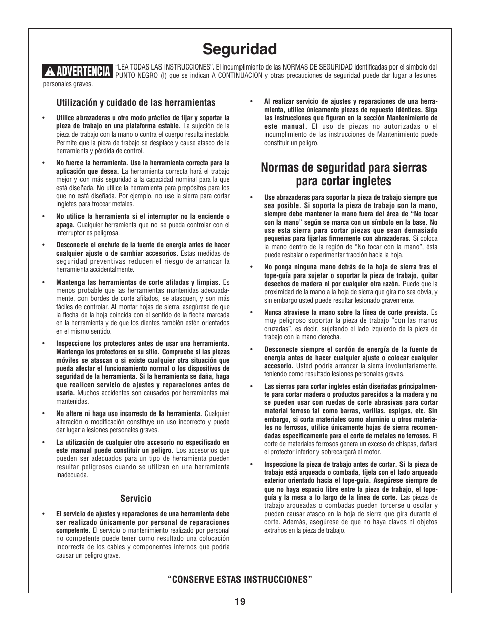 Seguridad, Advertencia | Skil 3800-02 User Manual | Page 19 / 72