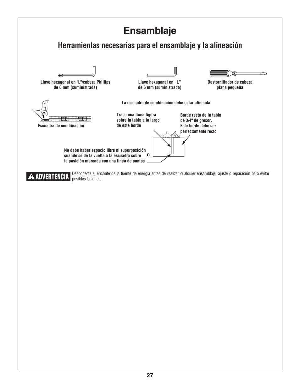 Ensamblaje, Advertencia | Skil 3800-02 User Manual | Page 27 / 72