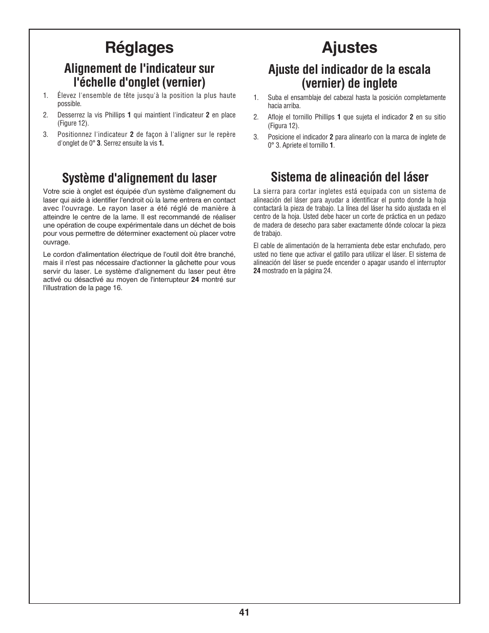 Ajustes, Réglages, Sistema de alineación del láser | Système d'alignement du laser | Skil 3800-02 User Manual | Page 41 / 72