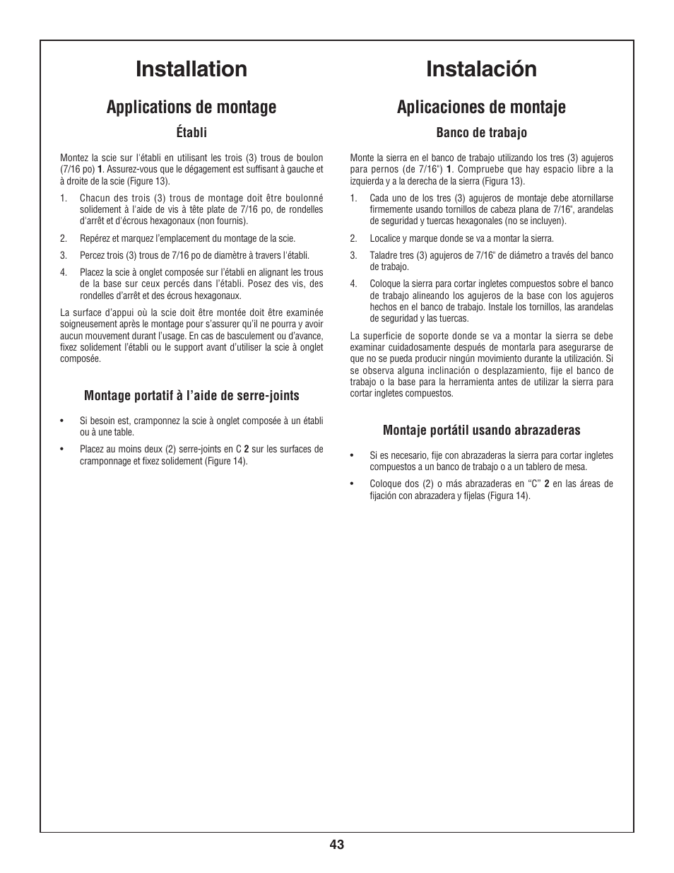 Installation, Instalación, Applications de montage | Aplicaciones de montaje | Skil 3800-02 User Manual | Page 43 / 72