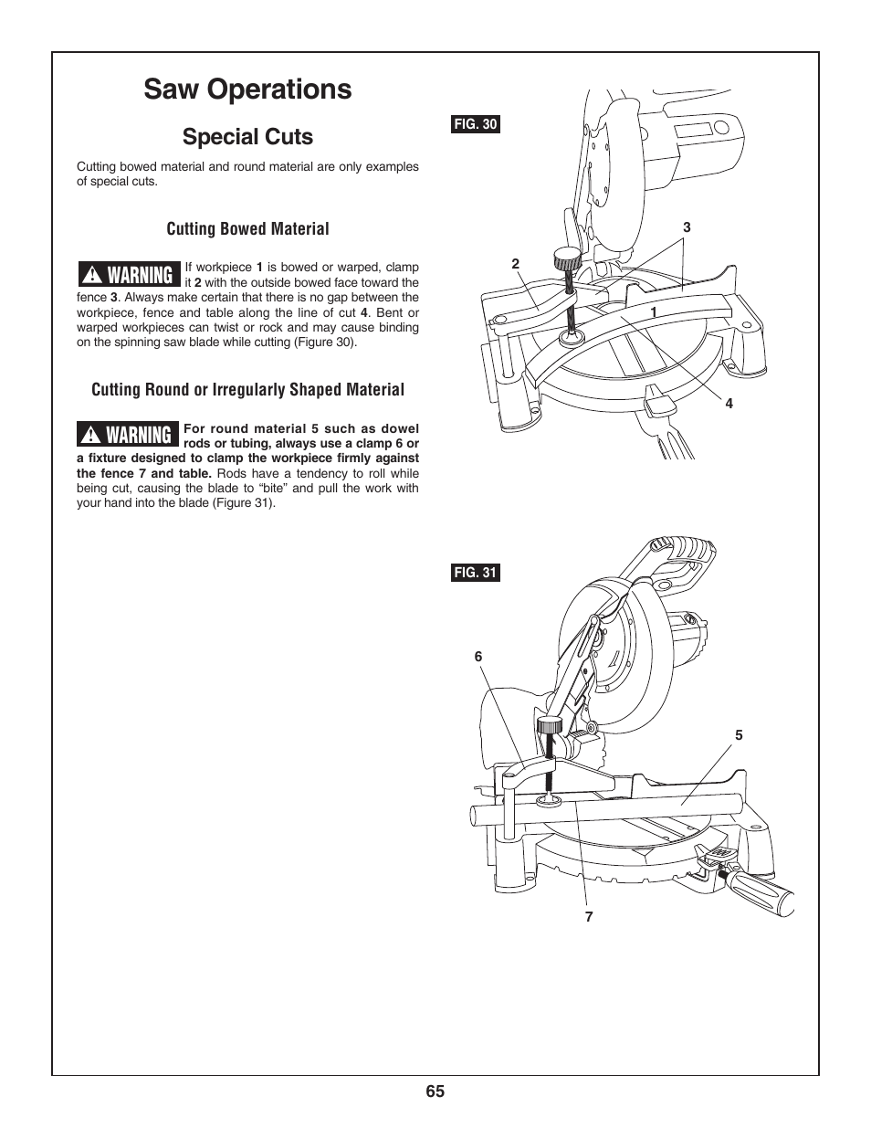 Saw operations, Special cuts, Warning | Skil 3800-02 User Manual | Page 65 / 72