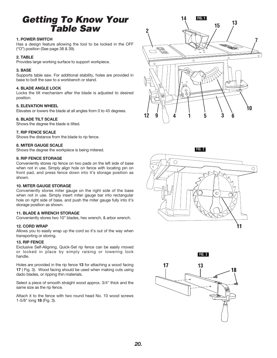 Getting to know your table saw | Skil 3400 User Manual | Page 20 / 64
