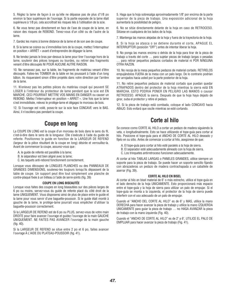Corte al hilo, Coupe en long | Skil 3400 User Manual | Page 47 / 64