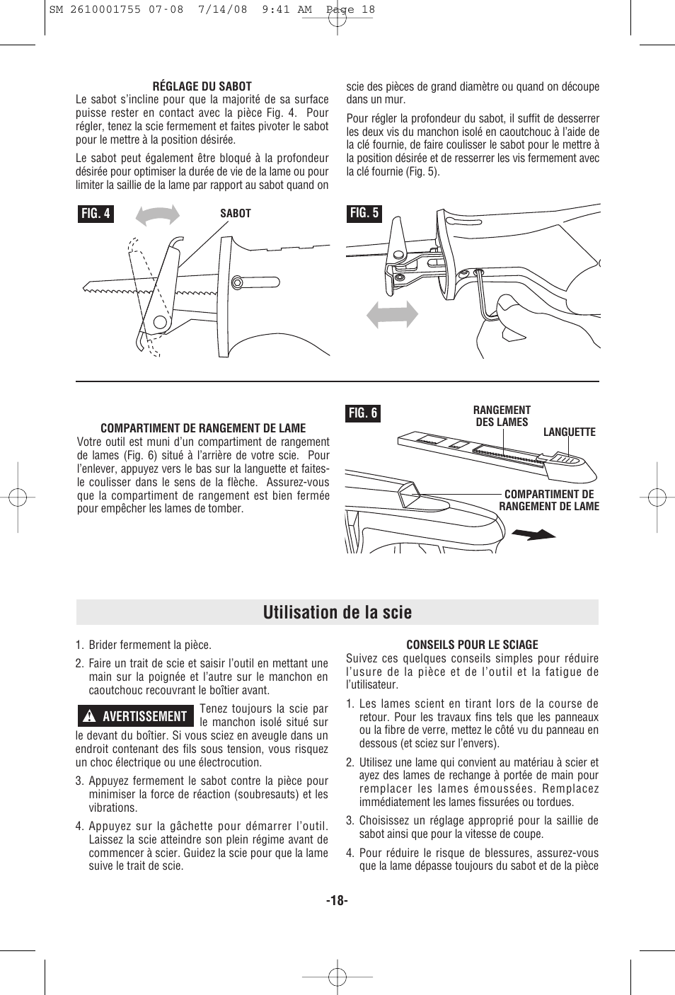 Utilisation de la scie | Skil 9215 User Manual | Page 18 / 32
