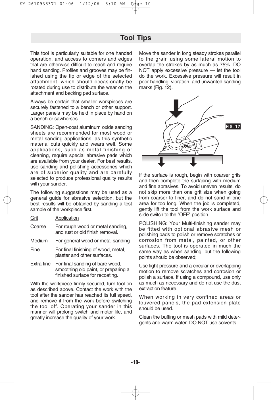 Tool tips | Skil 7300 User Manual | Page 10 / 40