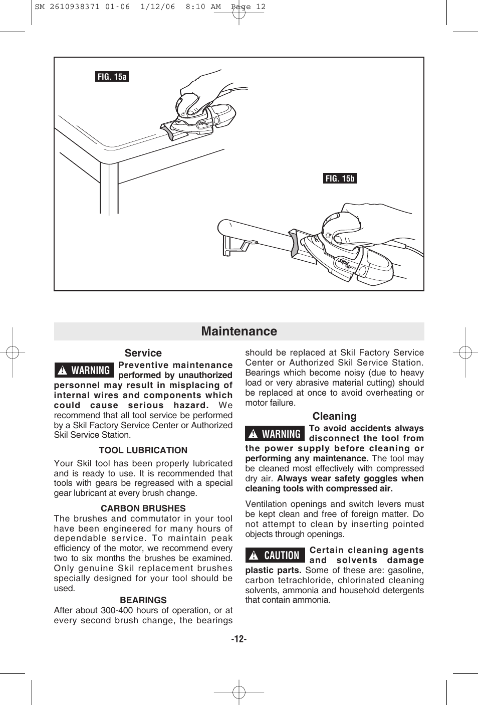 Maintenance | Skil 7300 User Manual | Page 12 / 40