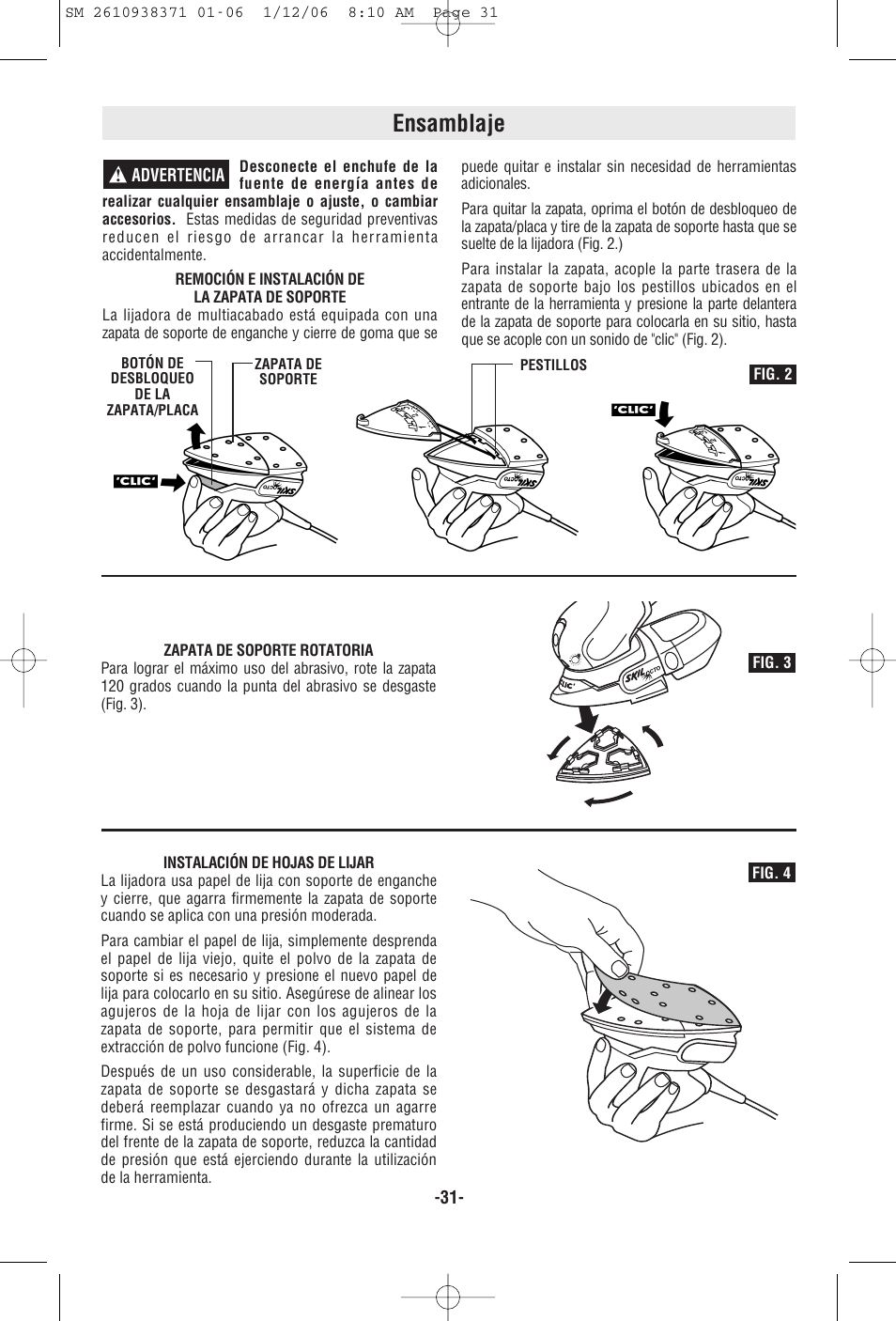 Ensamblaje | Skil 7300 User Manual | Page 31 / 40