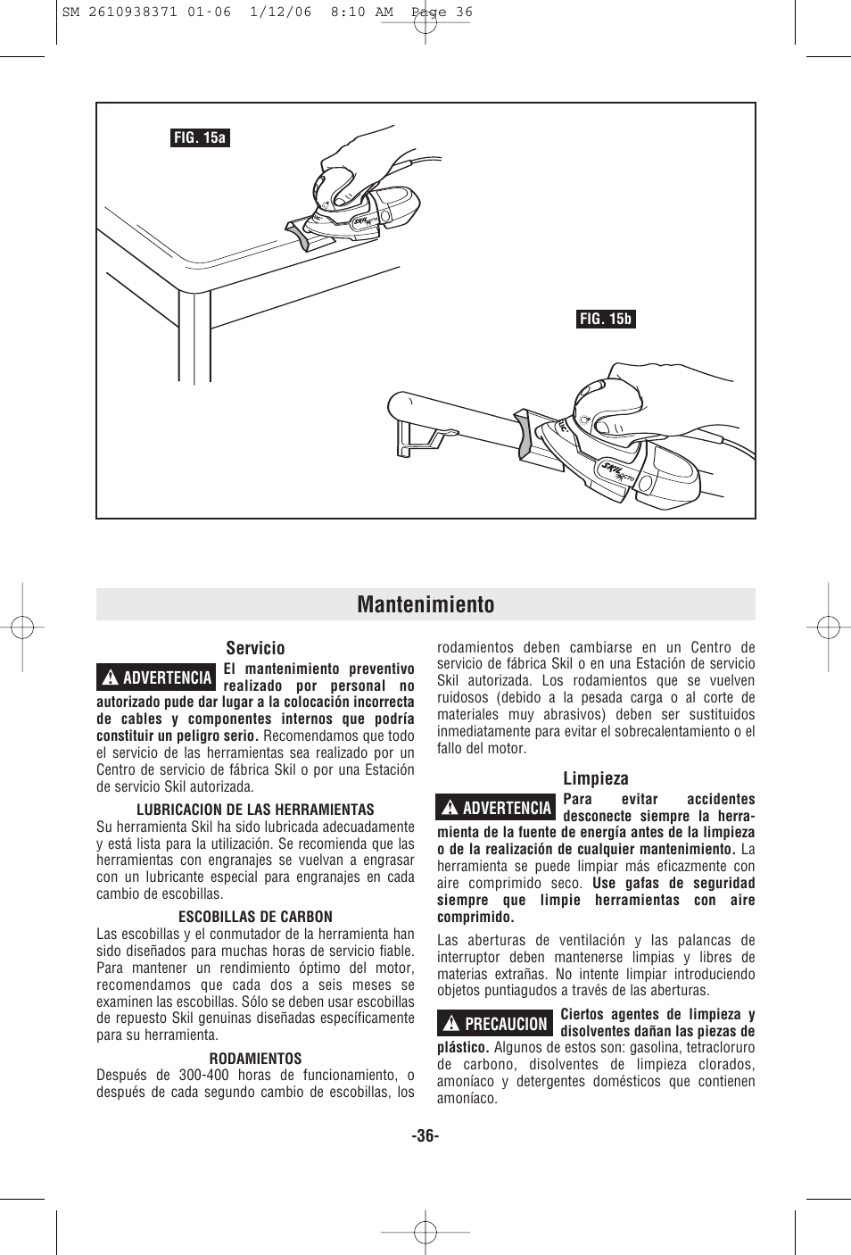 Mantenimiento | Skil 7300 User Manual | Page 36 / 40