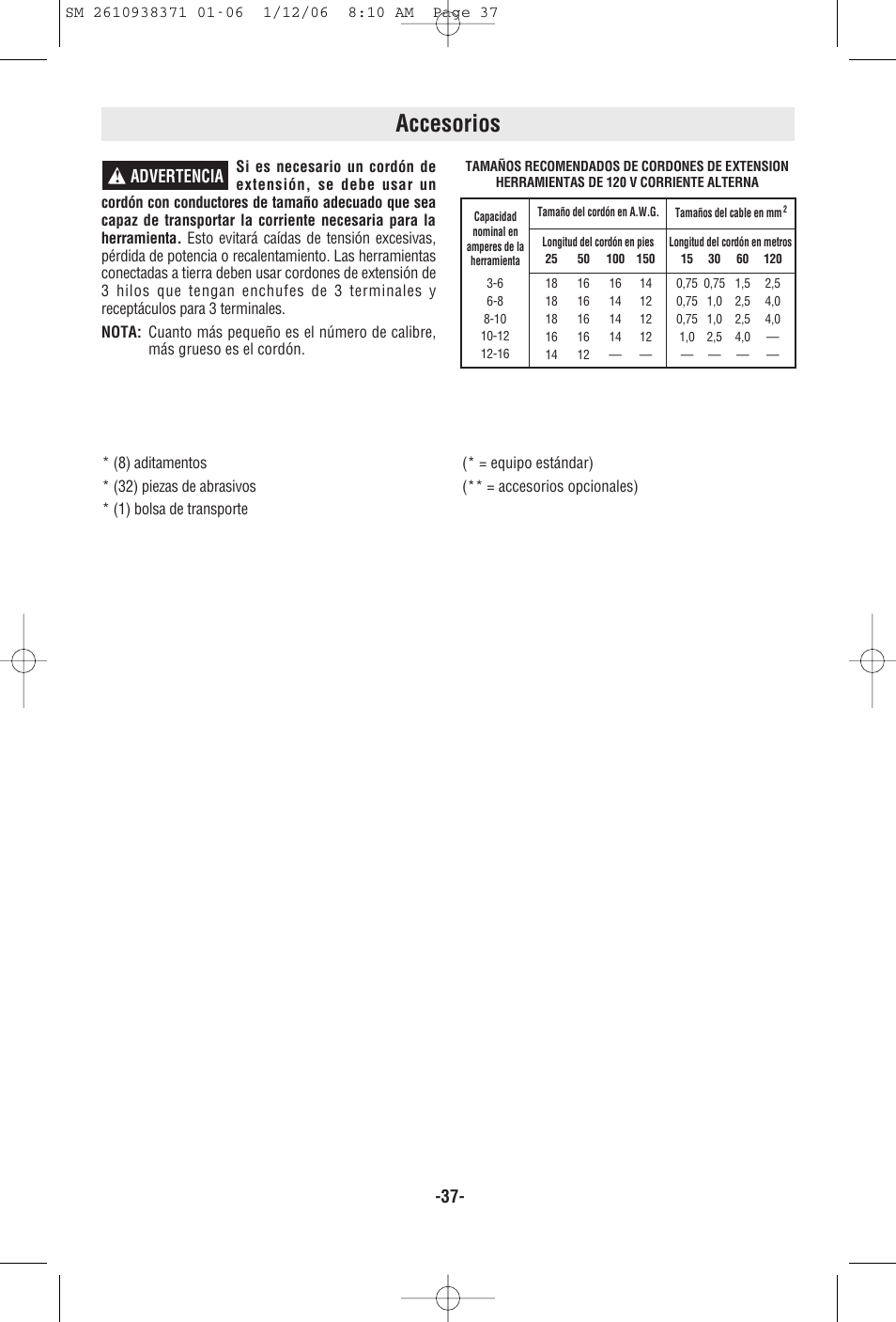 Accesorios, Advertencia | Skil 7300 User Manual | Page 37 / 40