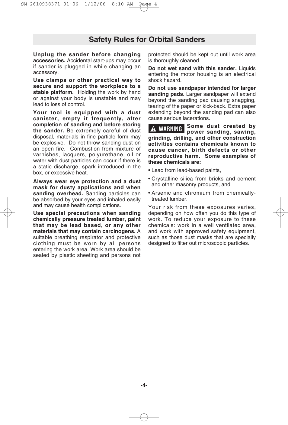 Safety rules for orbital sanders | Skil 7300 User Manual | Page 4 / 40