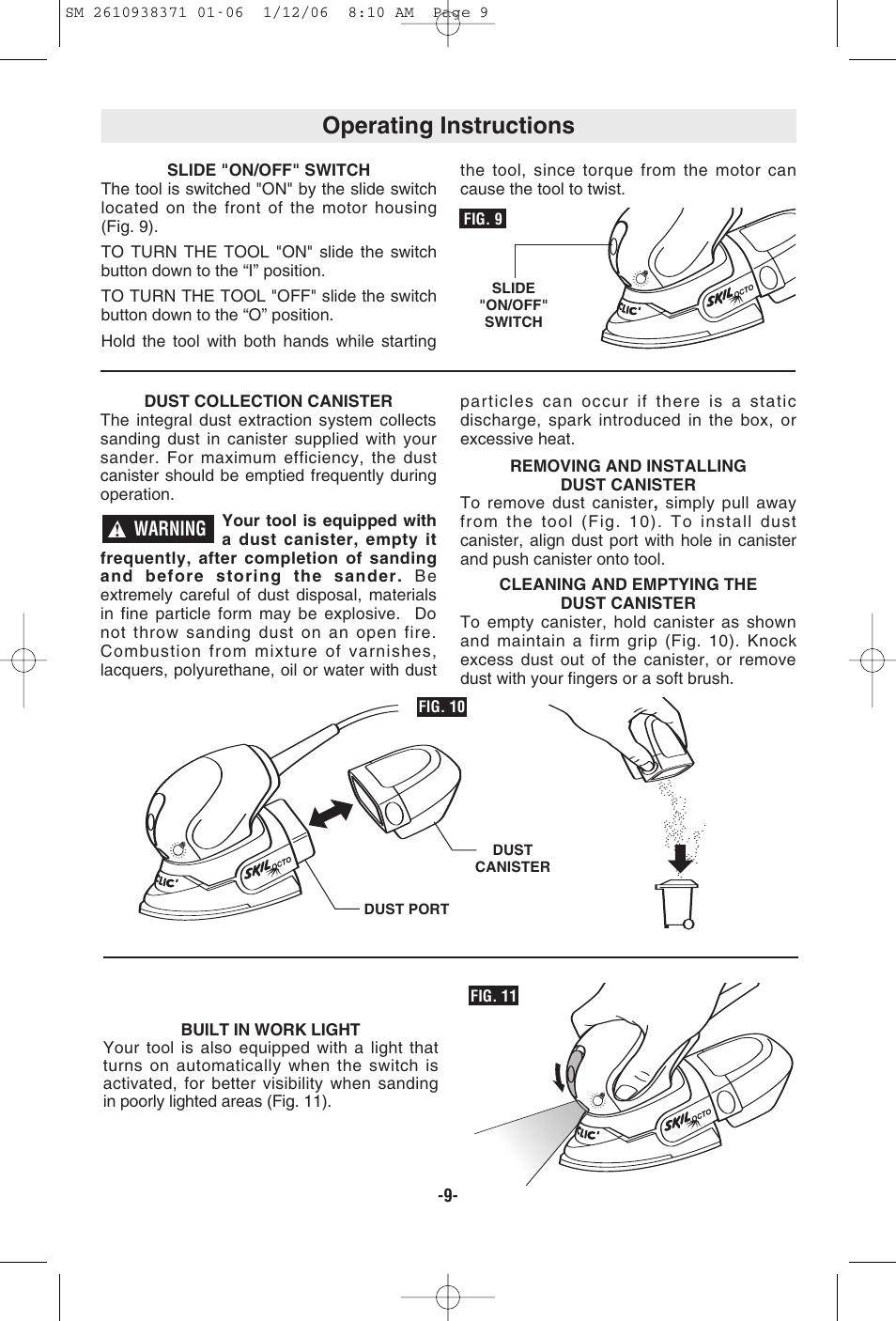 Operating instructions | Skil 7300 User Manual | Page 9 / 40