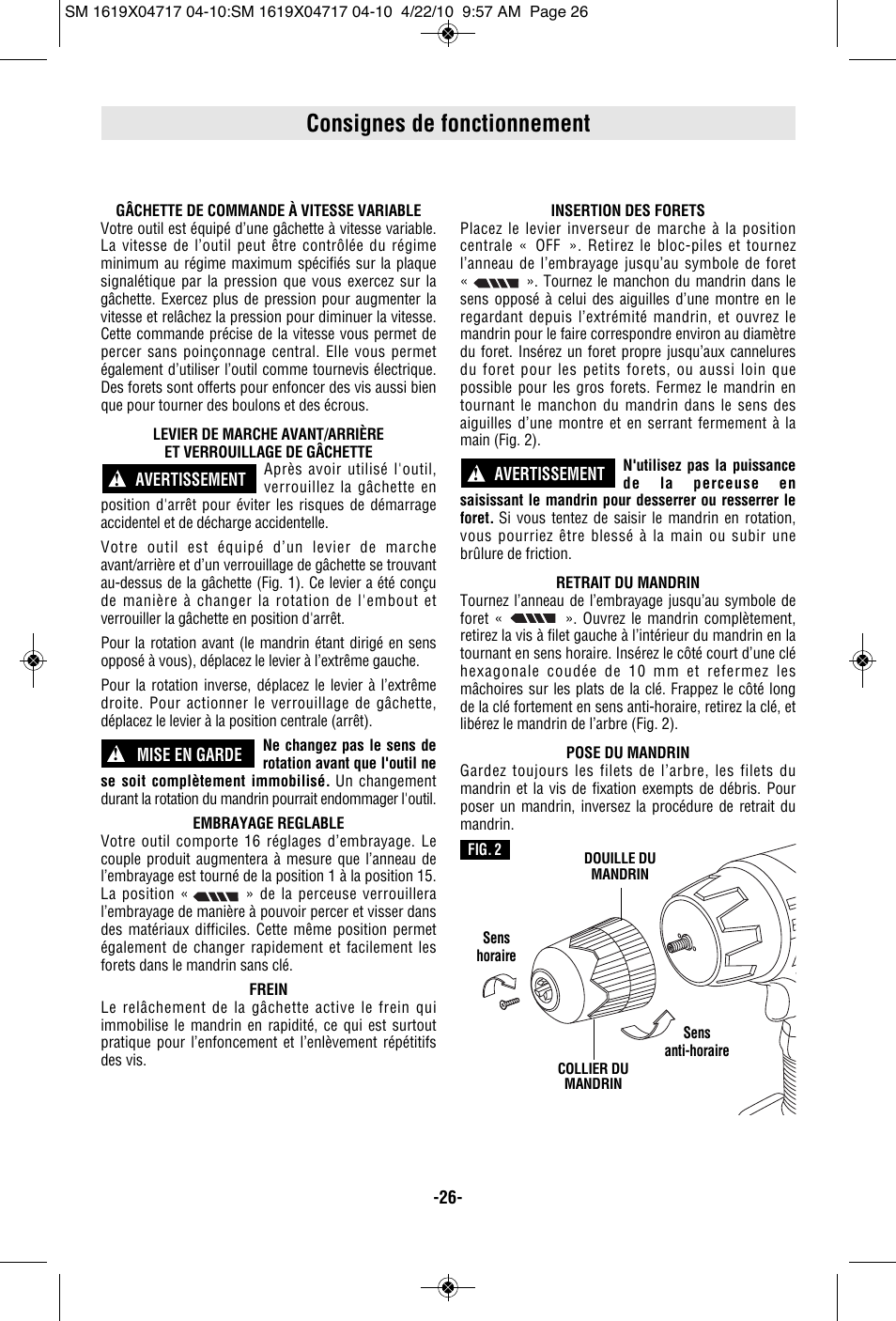 Consignes de fonctionnement | Skil 2860 User Manual | Page 26 / 56