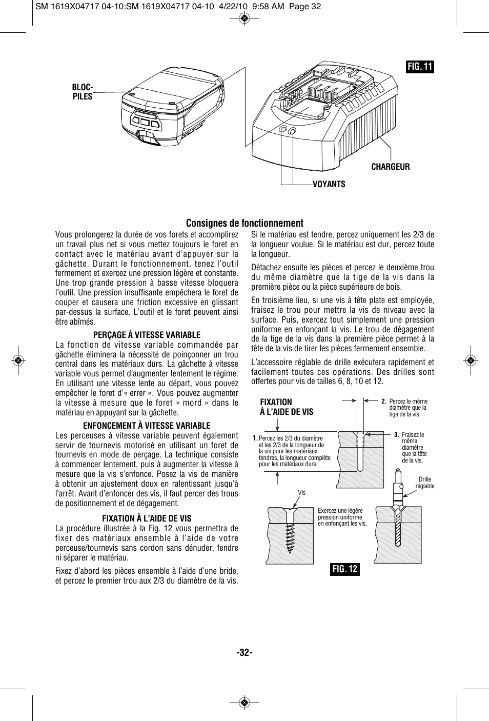 Consignes de fonctionnement | Skil 2860 User Manual | Page 32 / 56