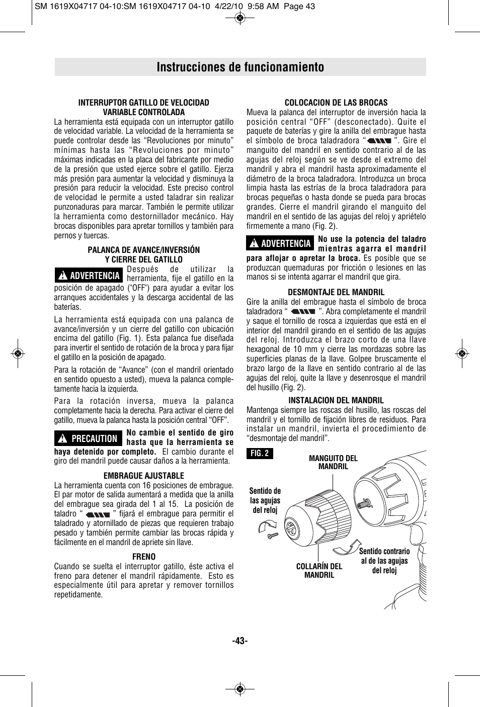 Instrucciones de funcionamiento | Skil 2860 User Manual | Page 43 / 56