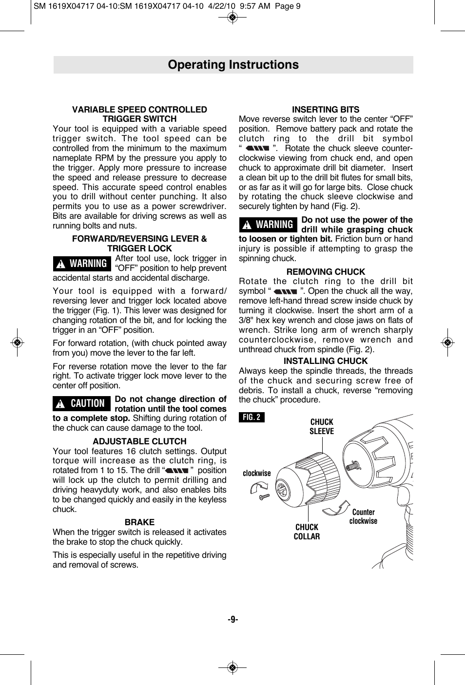 Operating instructions | Skil 2860 User Manual | Page 9 / 56