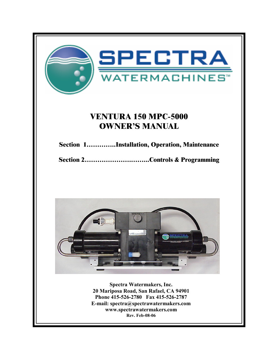 Spectra Watermakers VENTURA 150 MPC-5000 User Manual | 54 pages