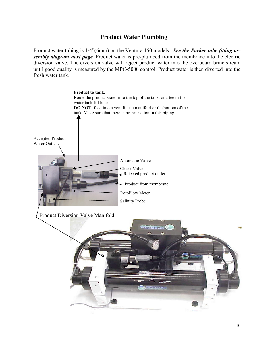 Product water plumbing | Spectra Watermakers VENTURA 150 MPC-5000 User Manual | Page 10 / 54