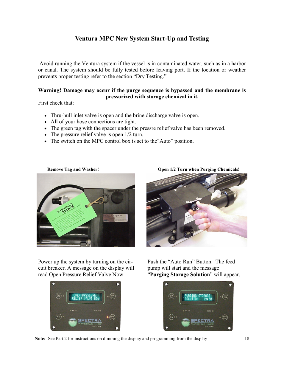 Ventura mpc new system start-up and testing | Spectra Watermakers VENTURA 150 MPC-5000 User Manual | Page 18 / 54