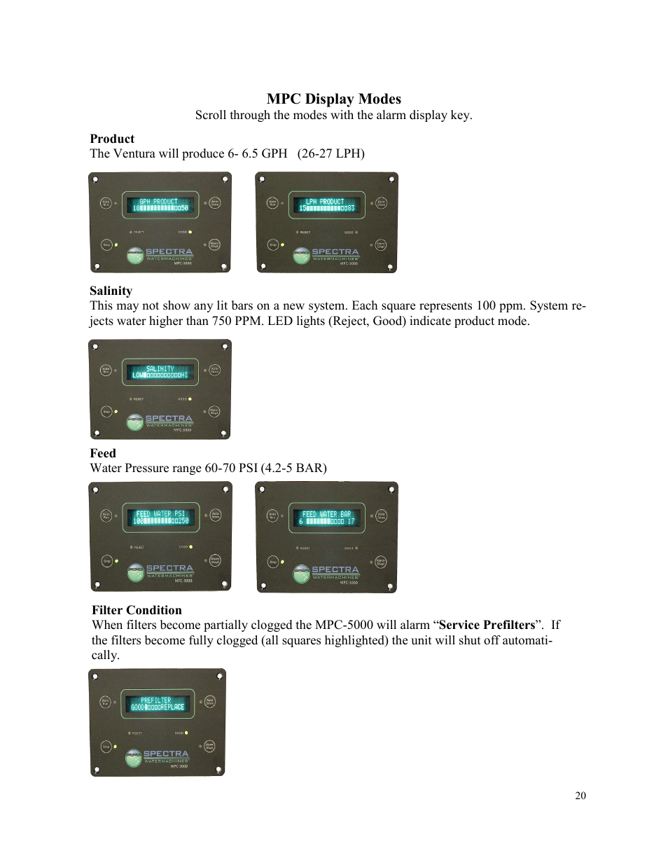 Spectra Watermakers VENTURA 150 MPC-5000 User Manual | Page 20 / 54