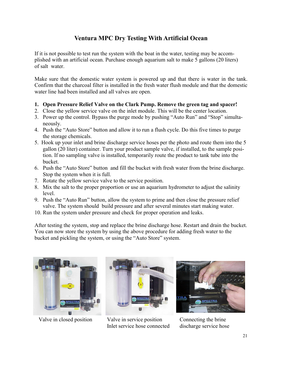 Spectra Watermakers VENTURA 150 MPC-5000 User Manual | Page 21 / 54