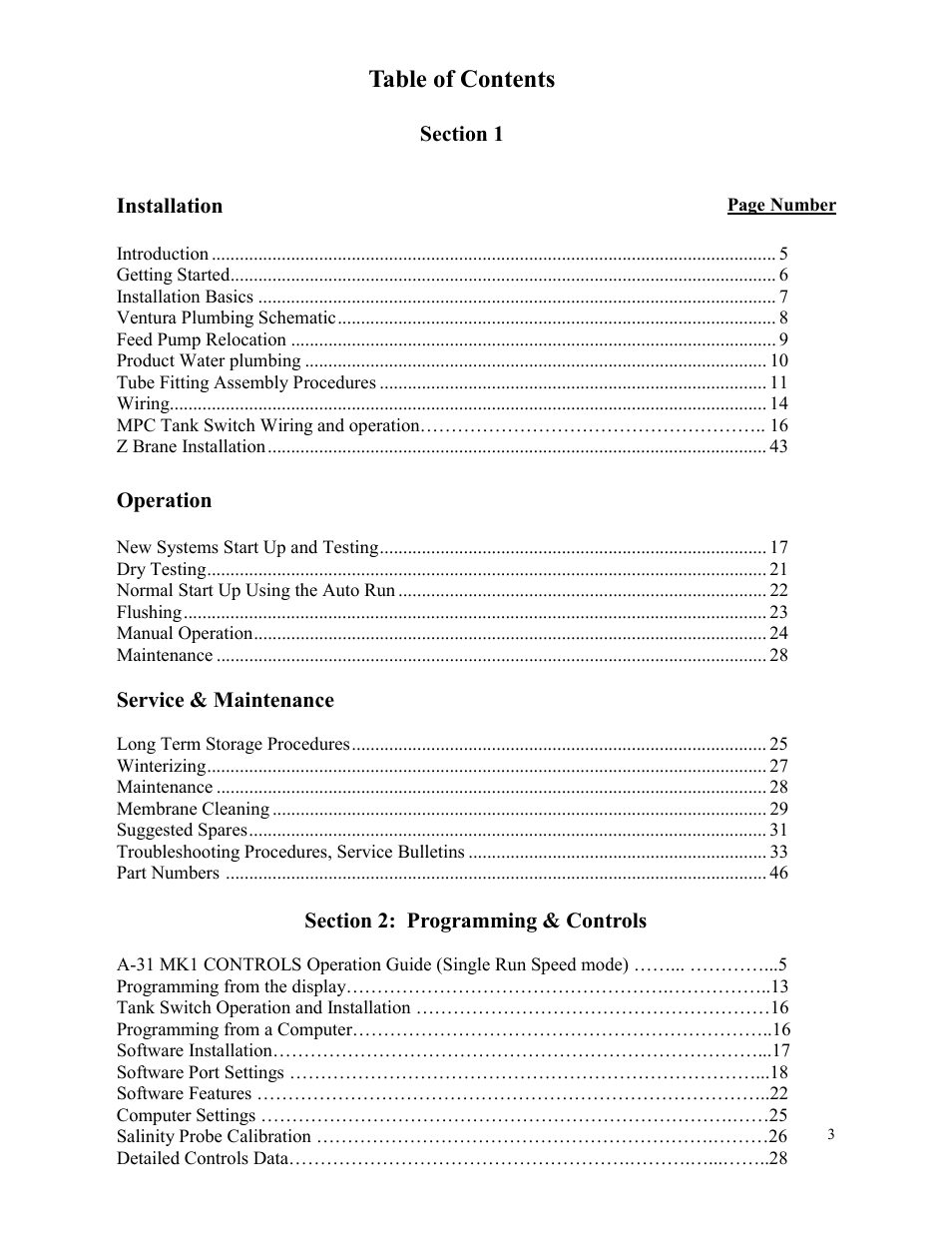 Spectra Watermakers VENTURA 150 MPC-5000 User Manual | Page 3 / 54