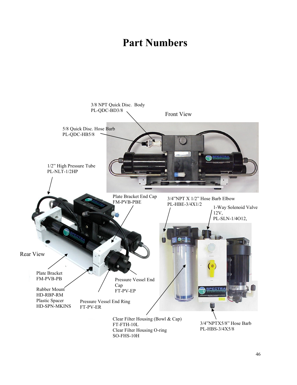 Part numbers | Spectra Watermakers VENTURA 150 MPC-5000 User Manual | Page 46 / 54