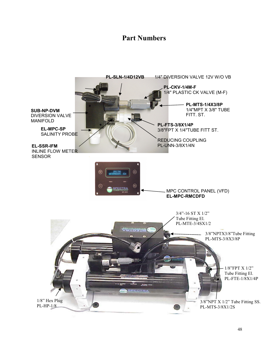 Part numbers | Spectra Watermakers VENTURA 150 MPC-5000 User Manual | Page 48 / 54