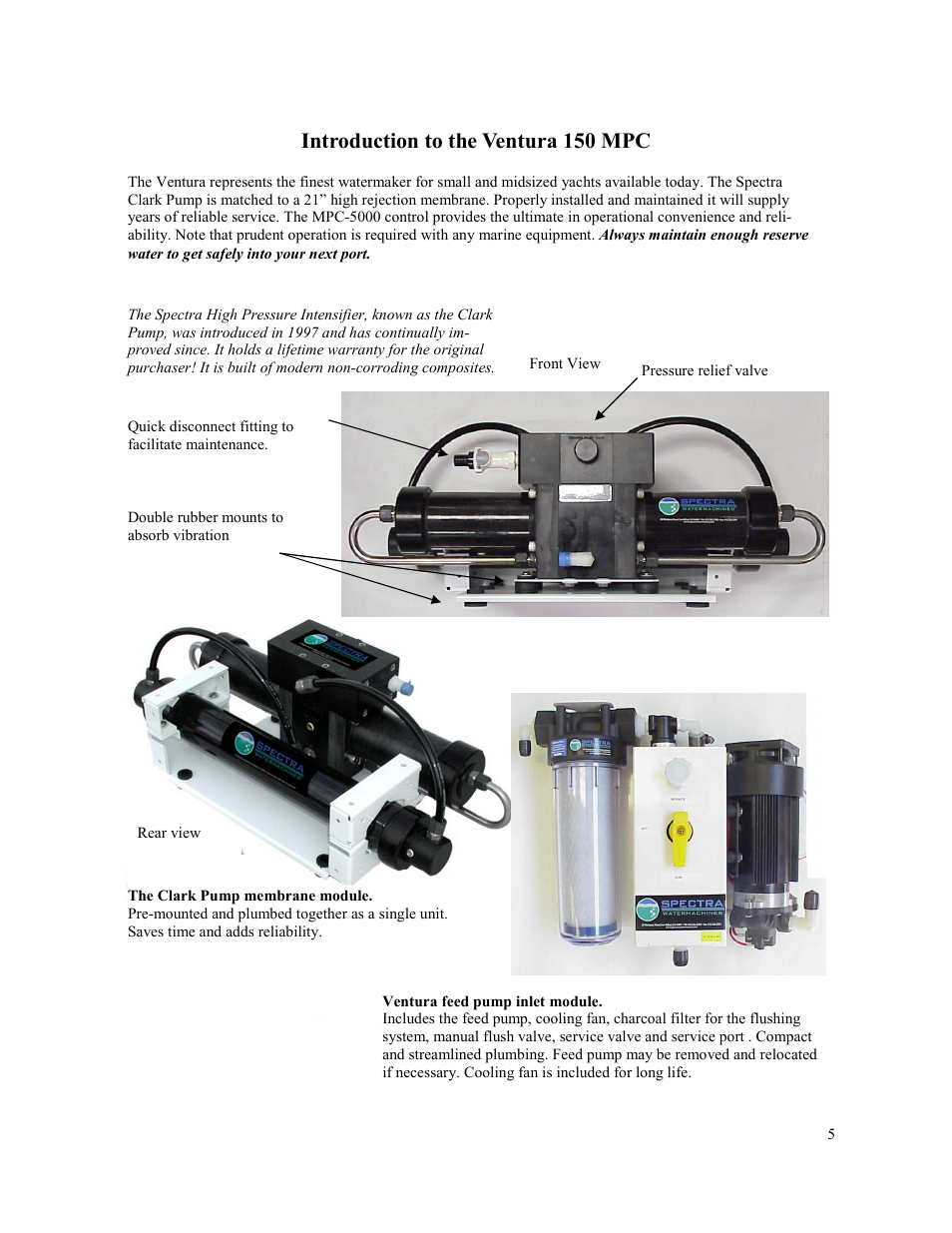 Introduction to the ventura 150 mpc | Spectra Watermakers VENTURA 150 MPC-5000 User Manual | Page 5 / 54