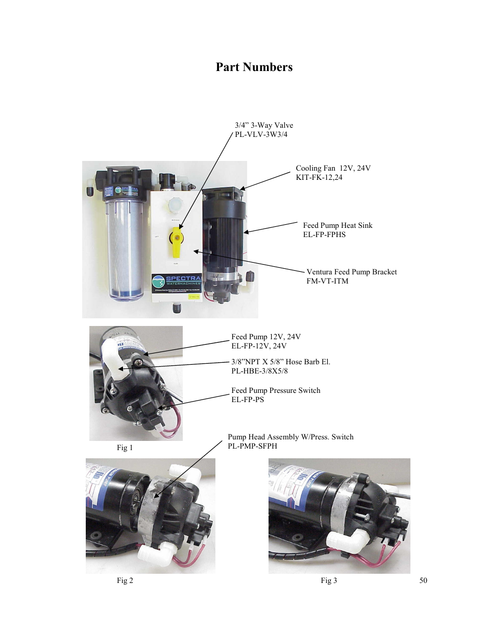 Part numbers | Spectra Watermakers VENTURA 150 MPC-5000 User Manual | Page 50 / 54