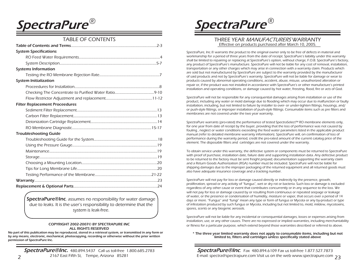 Spectrapure | Spectra Watermakers THE MAXCAP RO/DITM SF-MT-0.5-10 User Manual | Page 2 / 12