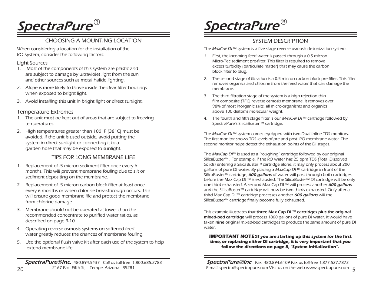 Spectrapure | Spectra Watermakers THE MAXCAP RO/DITM SF-MT-0.5-10 User Manual | Page 5 / 12
