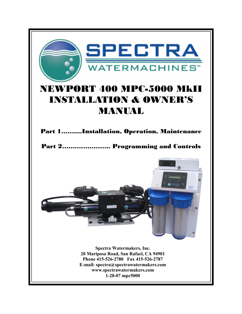 Spectra Watermakers Newport 400 User Manual | 58 pages