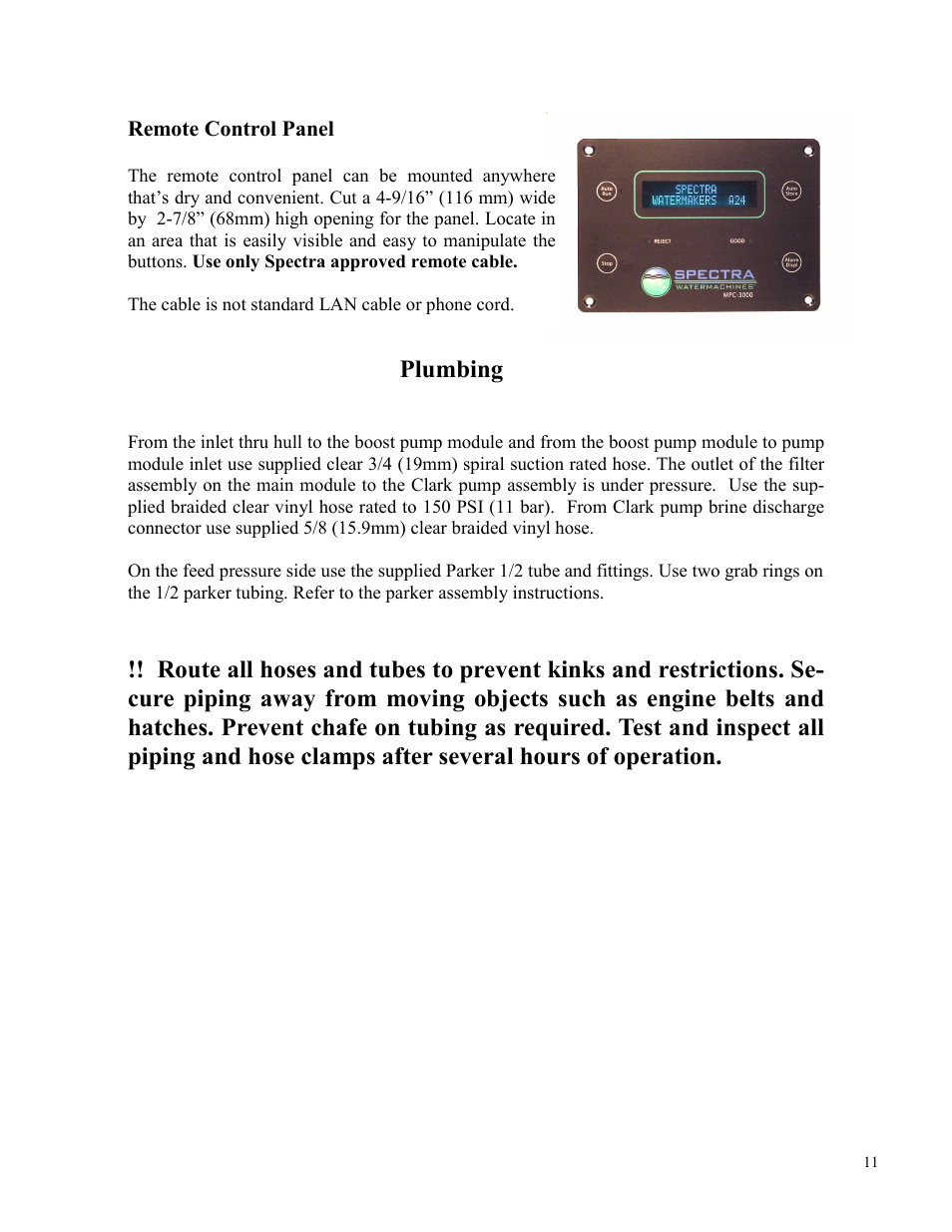 Plumbing | Spectra Watermakers Newport 400 User Manual | Page 11 / 58