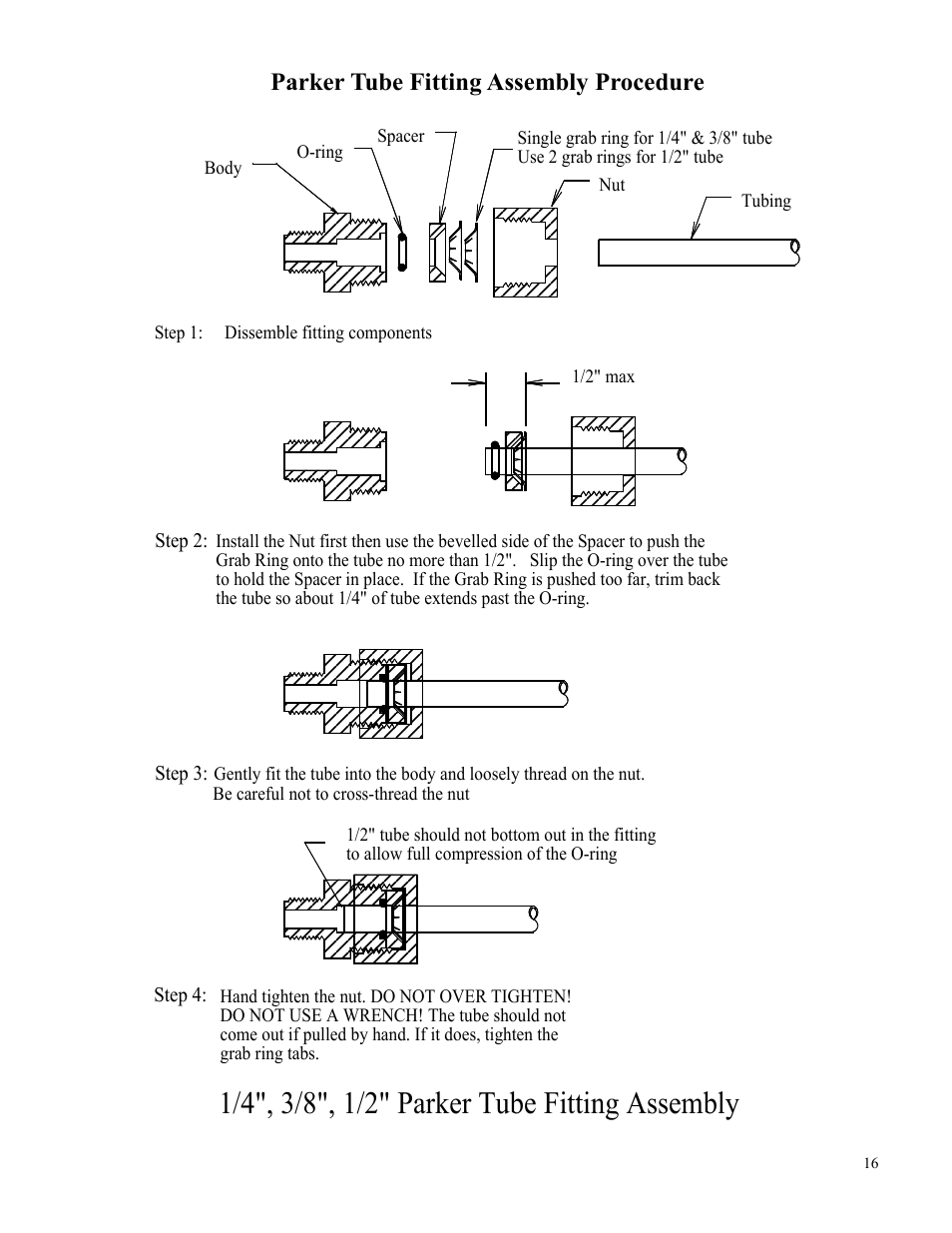 Parker tube fitting assembly procedure | Spectra Watermakers Newport 400 User Manual | Page 16 / 58