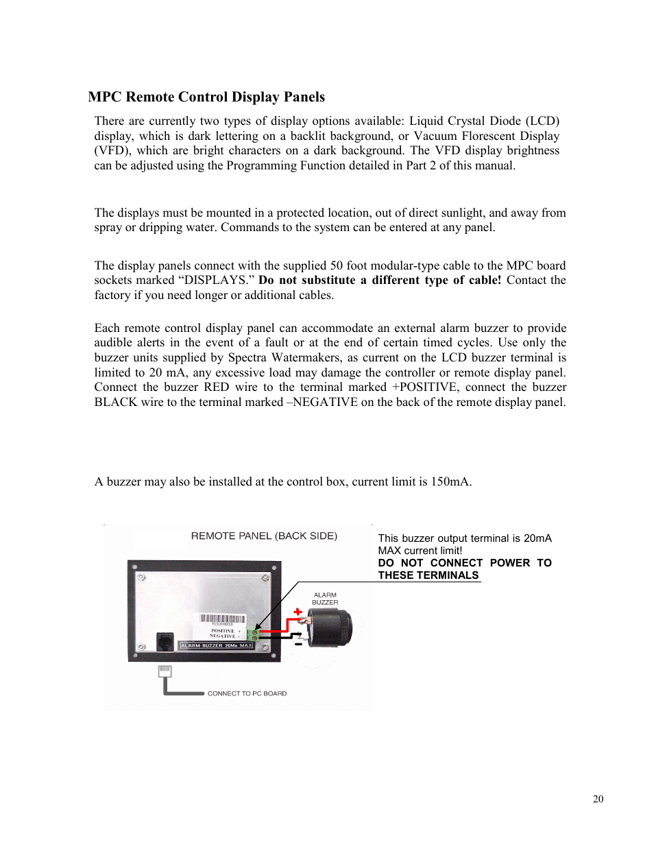 Mpc remote control display panels | Spectra Watermakers Newport 400 User Manual | Page 20 / 58