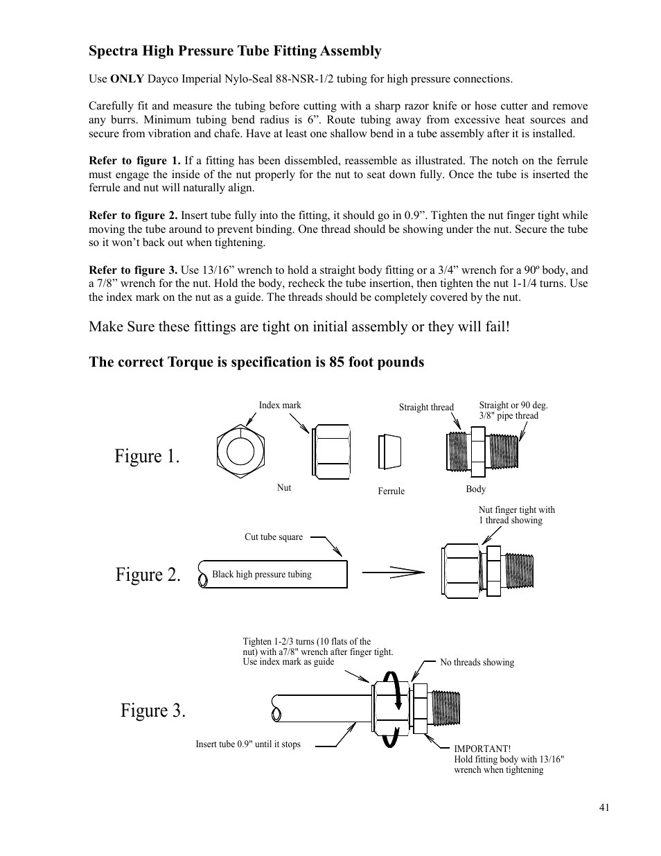 Figure 2, Figure 3. figure 1, Spectra high pressure tube fitting assembly | Spectra Watermakers Newport 400 User Manual | Page 41 / 58