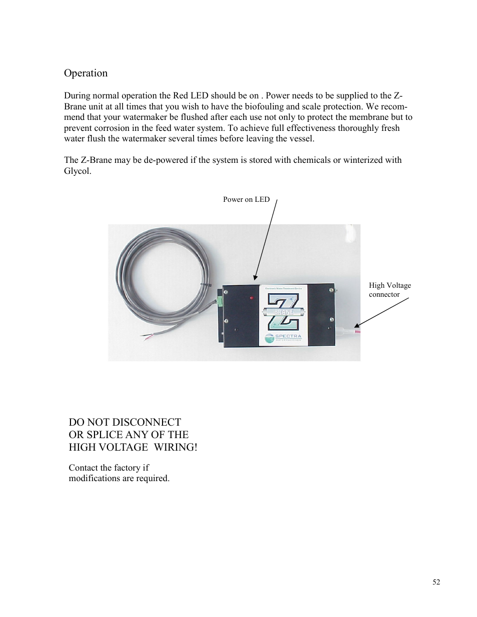 Operation | Spectra Watermakers Newport 400 User Manual | Page 52 / 58