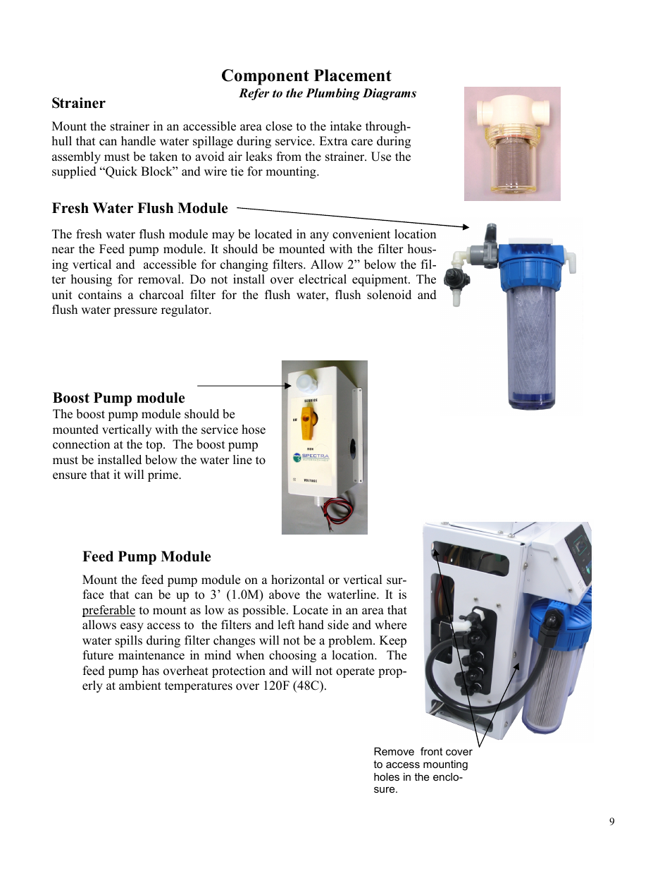Component placement | Spectra Watermakers Newport 400 User Manual | Page 9 / 58