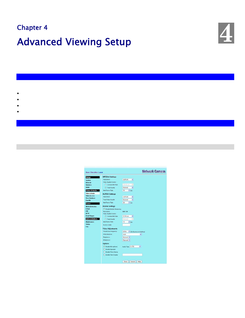 Chapter 4advanced viewing setup, Introduction, Adjusting the video image | To adjust the video image, Chapter 4 advanced viewing setup, Introduction adjusting the video image, Advanced viewing setup | Spectra Watermakers BlueScale Vision 956YH60001 User Manual | Page 20 / 83