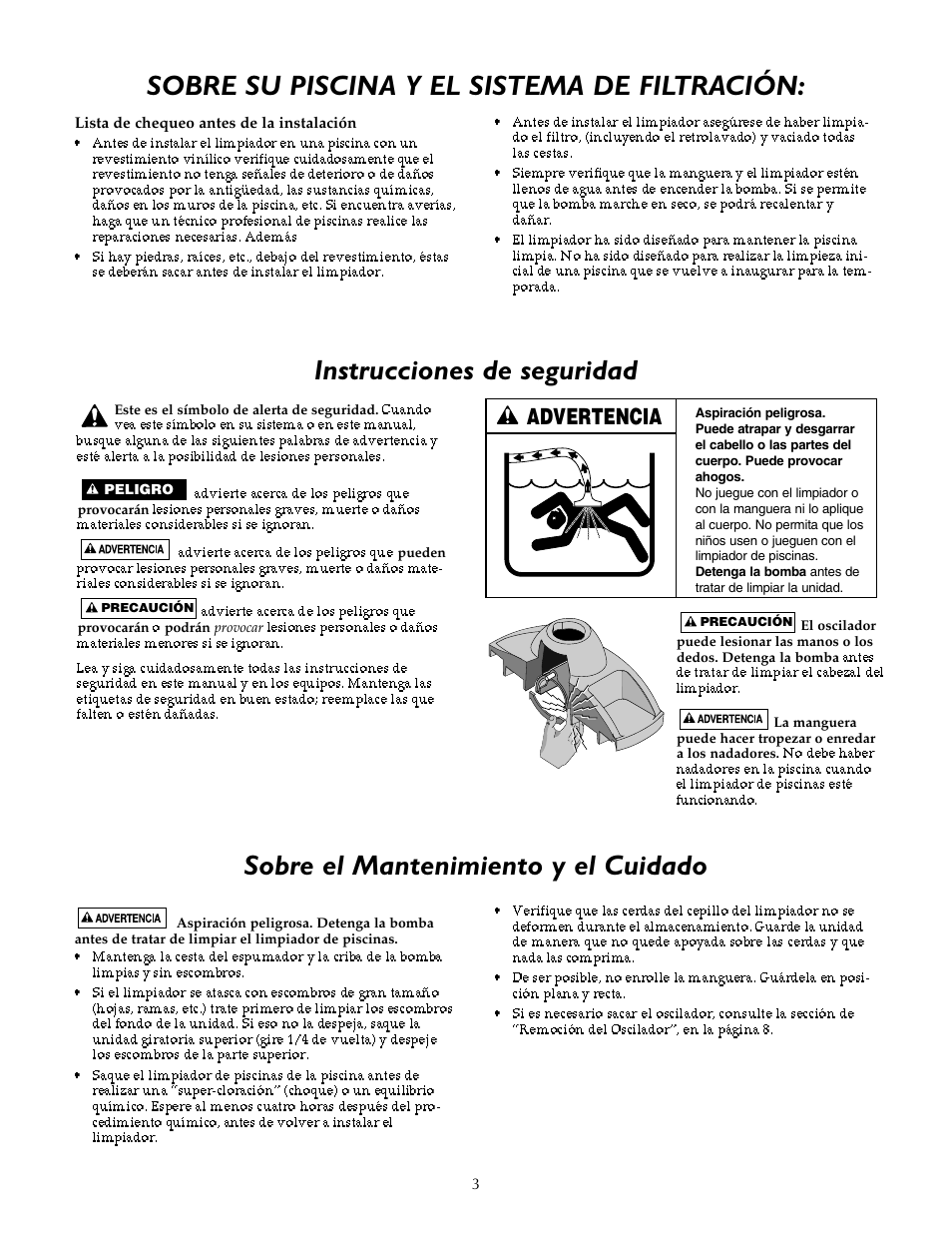 Sobre su piscina y el sistema de filtración | STA-RITE `LIL SHARK GW8000 User Manual | Page 19 / 24