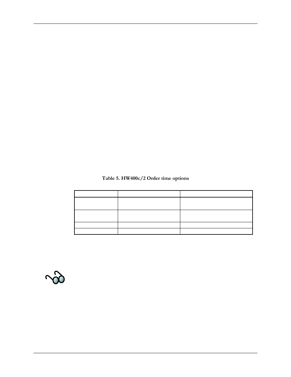 5 switches, 6 product configurations, Table 5. hw400c/2 order time options | SBE HighWire HW400c/2 User Manual | Page 24 / 104