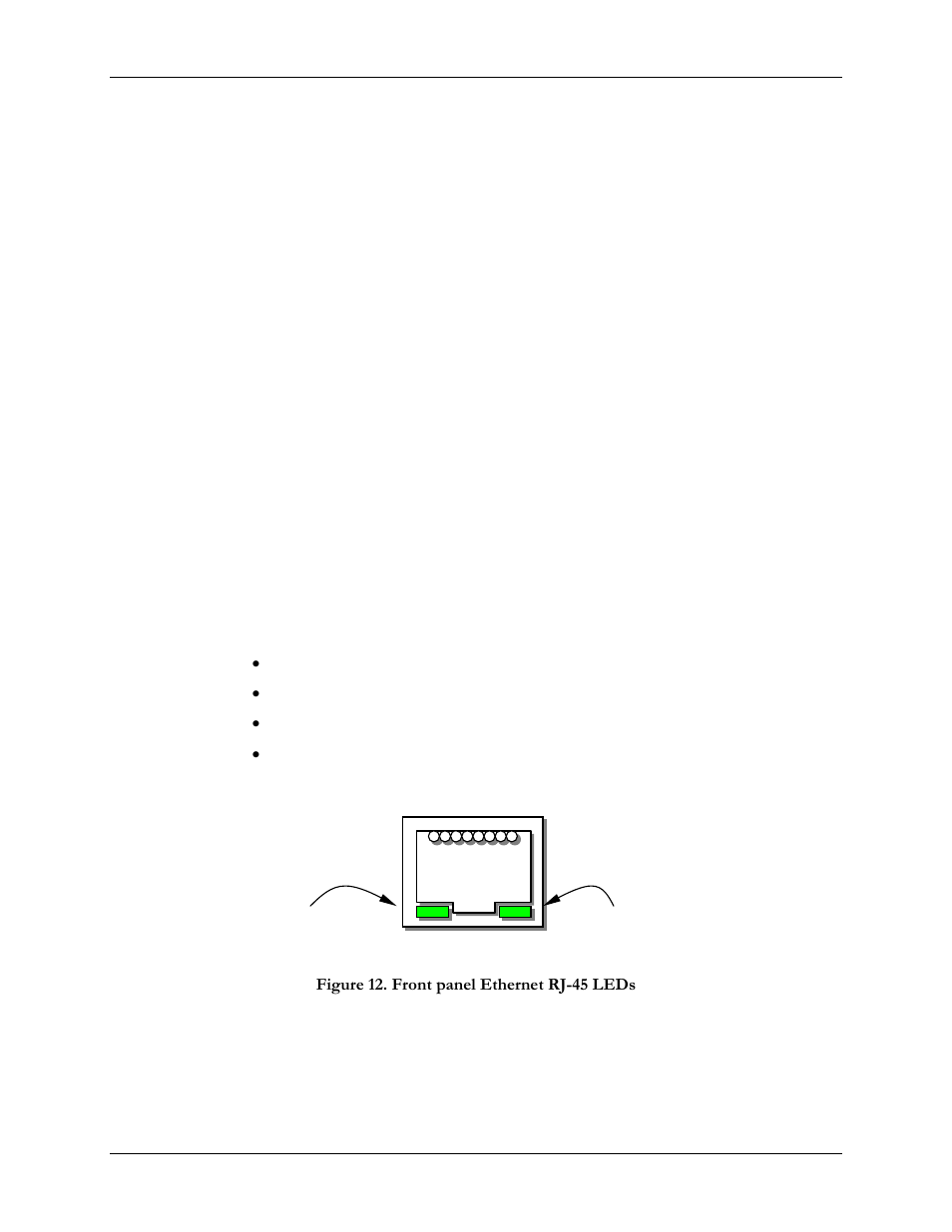 1 switch registers initialization and monitoring, 2 mv64462 system controller ethernet interface, 3 front panel (rj-45) ethernet interface | Figure 12. front panel ethernet rj-45 leds | SBE HighWire HW400c/2 User Manual | Page 40 / 104