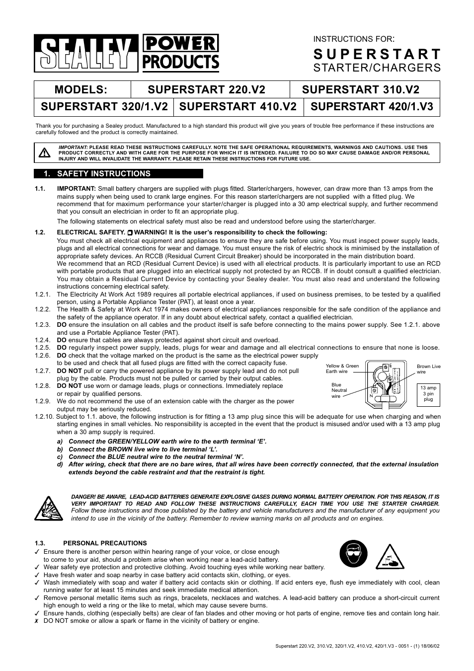 Sealy SUPERSTART 420/1.V3 User Manual | 3 pages