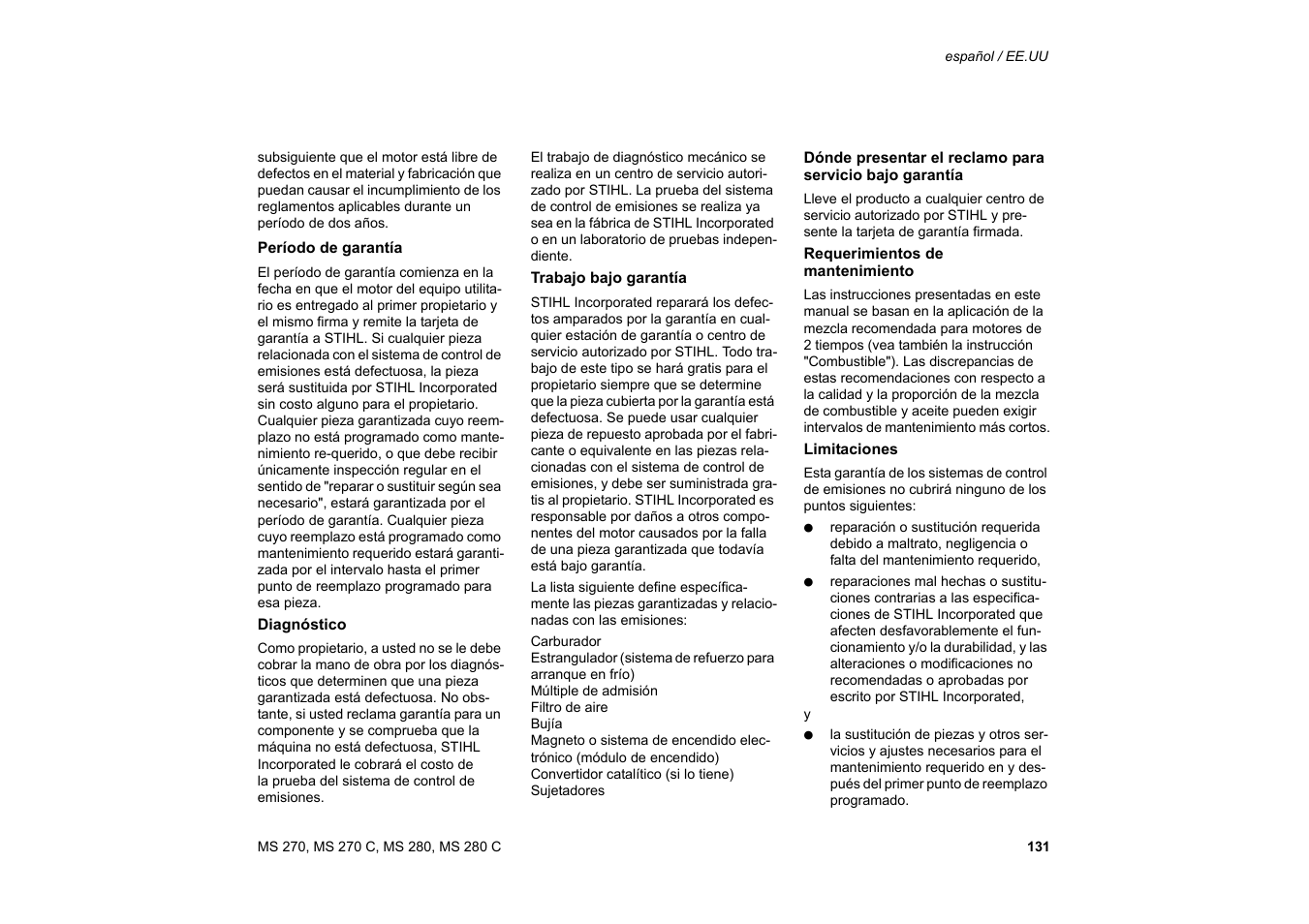 Solo USA MS 270 User Manual | Page 132 / 134