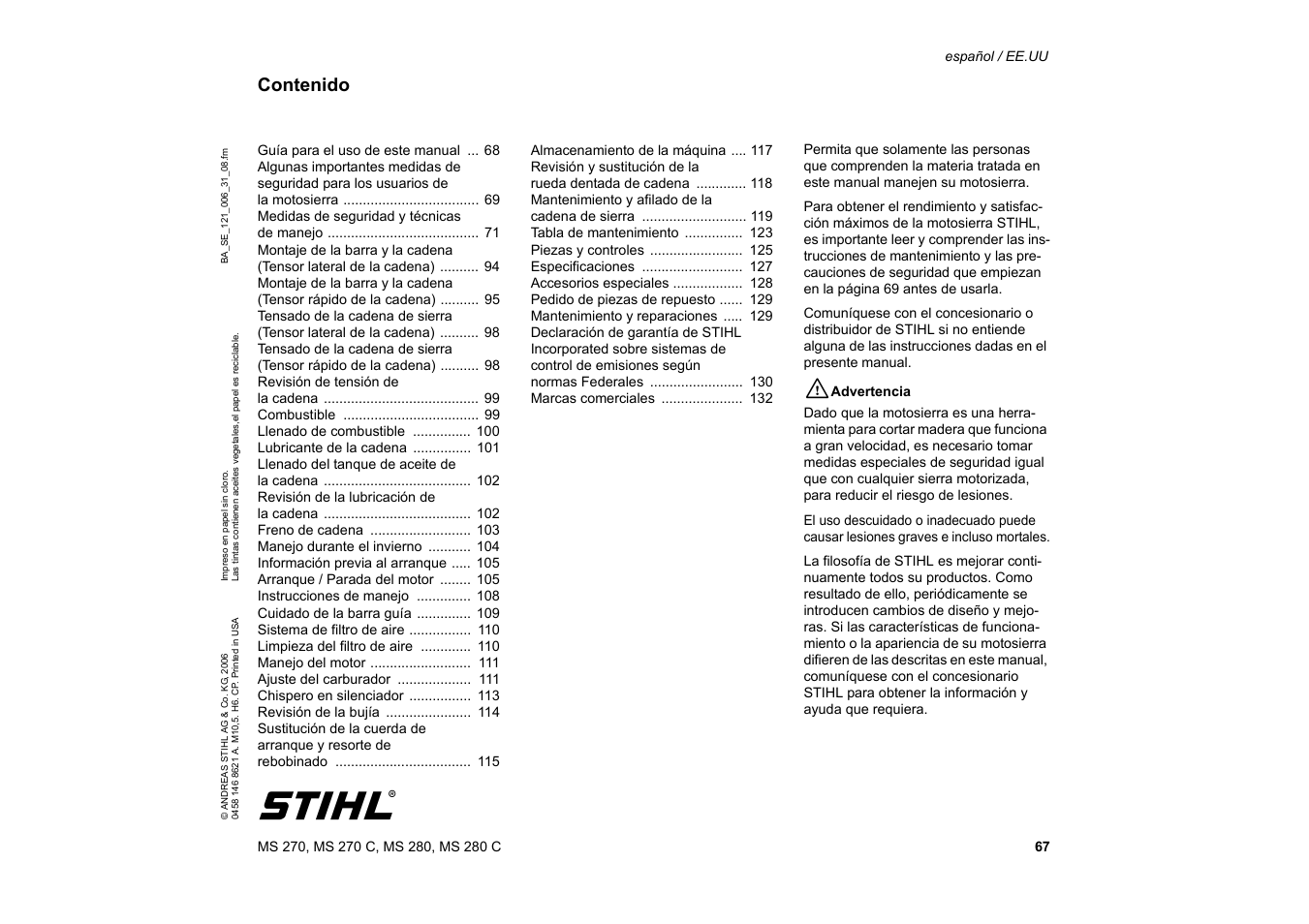 Solo USA MS 270 User Manual | Page 68 / 134