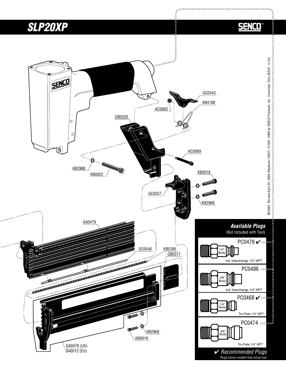 Slp20xp, 4recommended plugs, Available plugs | Senco SLP20XP User Manual | Page 3 / 4