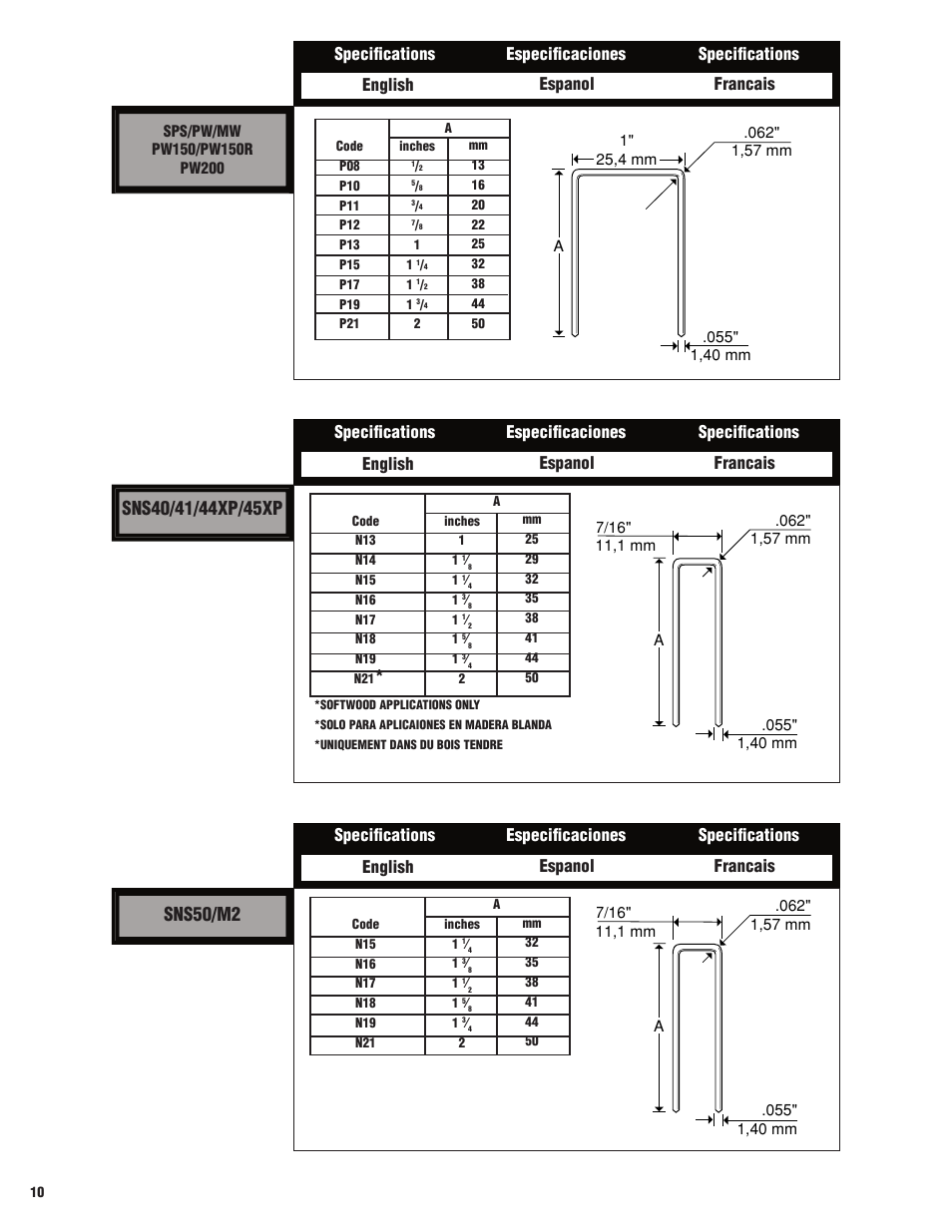 Sns50/m2 | Senco M3 User Manual | Page 10 / 16