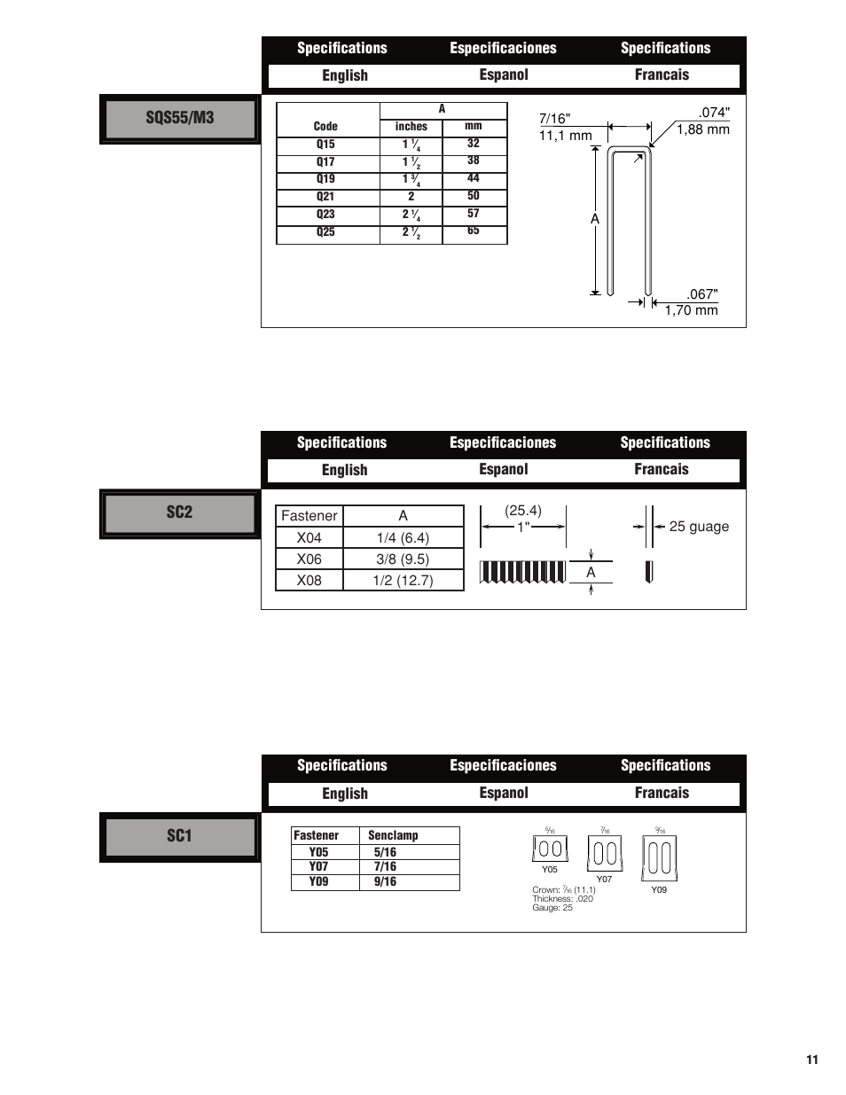 Sqs55/m3 | Senco M3 User Manual | Page 11 / 16