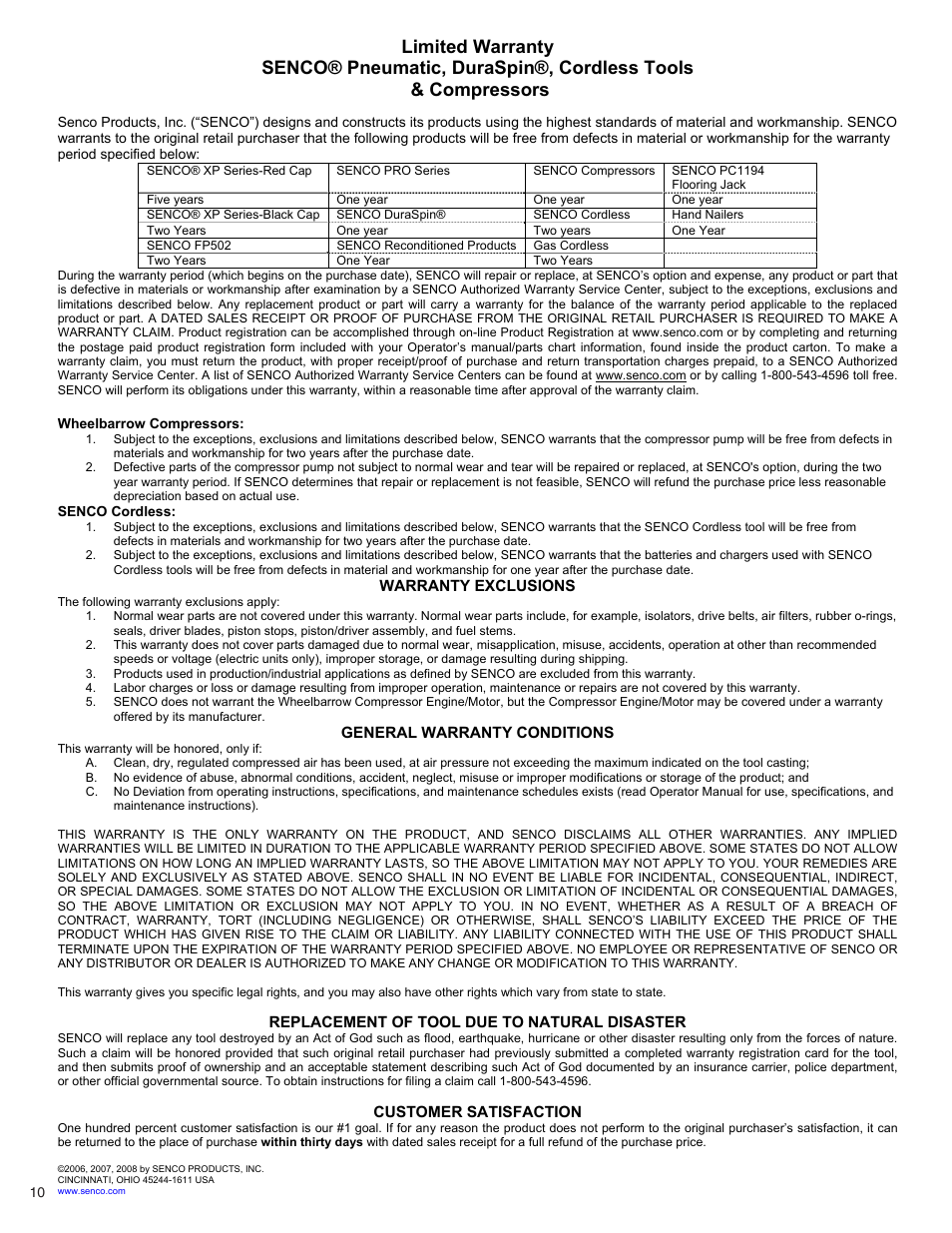 Senco WC150XP User Manual | Page 10 / 12