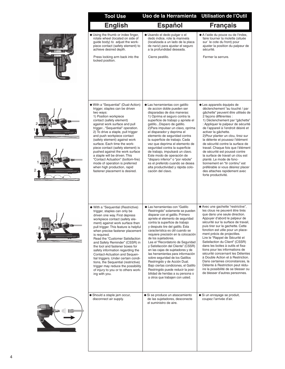 English español français | Senco WC150XP User Manual | Page 4 / 12
